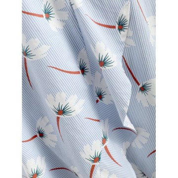 Floral Striped Wrap Dress - Baby Blue