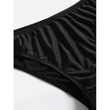 Flounce Floral Bralette Bikini - Black