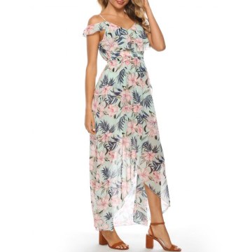 Flower Open houlder Cami Maxi Dress -