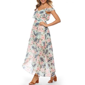 Flower Open houlder Cami Maxi Dress -