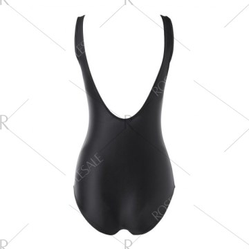 Flower Print One-piece Swimwear - Black