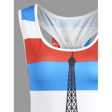France Flag Eiffel Tower Tank Top - Red