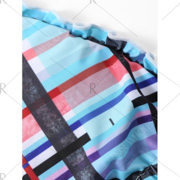 Frill Trim Plaid Bikini Set - Floral