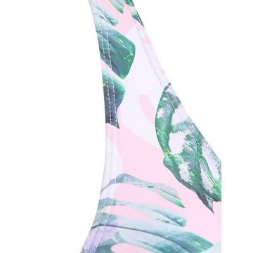 Front Knot Criss Cross Leaves Print Bikini Set -