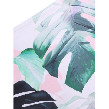 Front Knot Criss Cross Leaves Print Bikini Set -