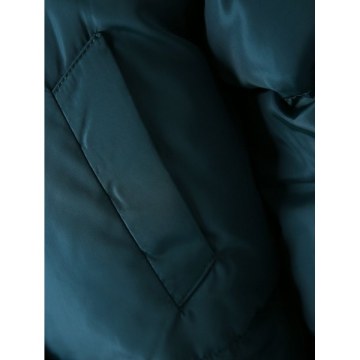 Funnel Collar Drawstring Waist Puffer Coat - Peacock Blue