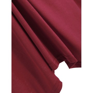 Gathered Asymmetric olid Longline Tee - Red Wine