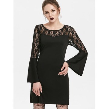 Gothic ace Panel Circle Cut Out Sheath Dress - Black