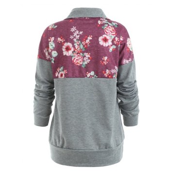 Half Zip Floral Print weatshirt - Bashful Pink