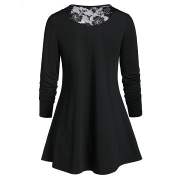 Halloween Lace Insert Tunic T Shirt - Black
