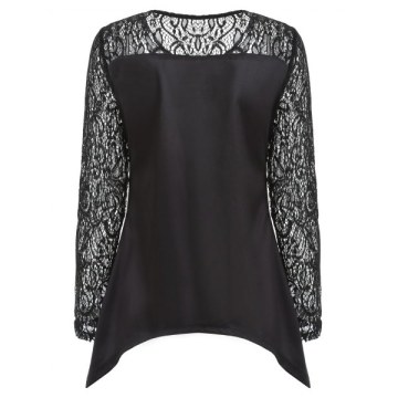 Halloween Pumpkin Boobs Lace Insert T-shirt - Black