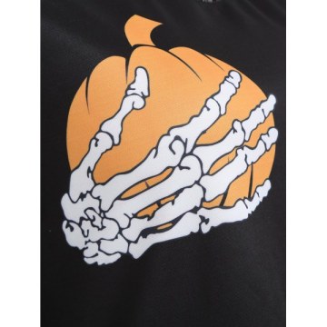 Halloween Pumpkin Boobs Lace Insert T-shirt - Black
