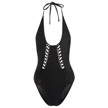 Halter Criss Cross Backless wimwear - Black