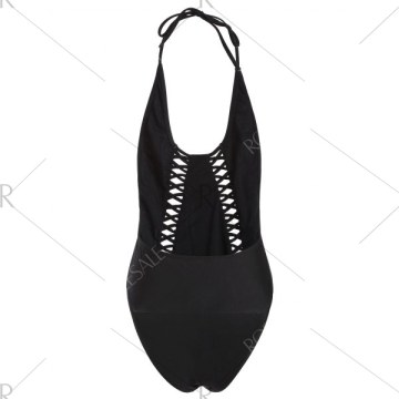 Halter Criss Cross Backless wimwear - Black