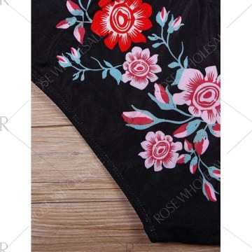 Halter Floral Open Back wimsuit - Black