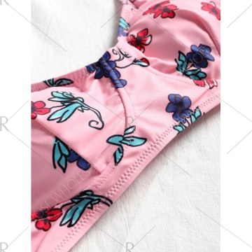 Halter Floral String Bikini - Light Pink
