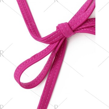 Halter ayered Ruffled Bikini Set - Rose Madder