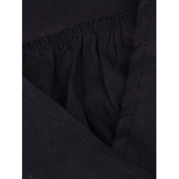 Hepburn Vintage Series Women Dress Spring And Summer Pure Color Lapel V-neck Design Short Sleeve Retro Belt Dress - Black