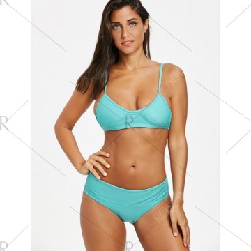 High Leg Bikini with Padded Cups - Windsor Blue
