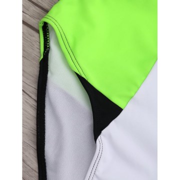 High Neck Color Block One-piece Swimwear - Black And Green