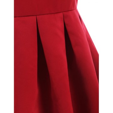 High Waist A ine Party Dress - Red