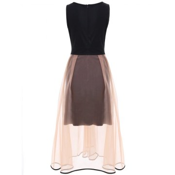 High Waist Sleeveless Flare Dress - Black