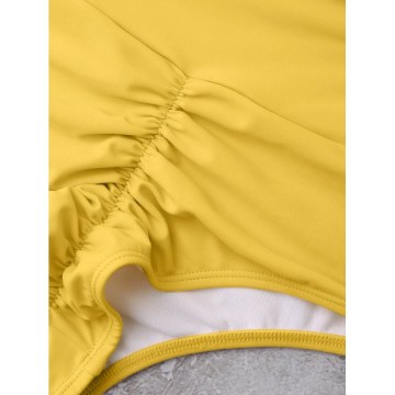 High Waisted Ruched Bikini et - Yellow