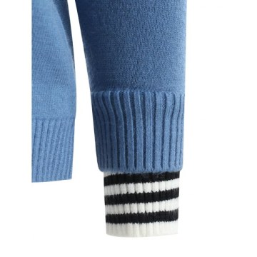 Hit Color Cuffs Hooded Sweater - Blue One