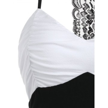 Hit Color Open Back Slip Top - Black