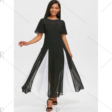 Hit Color See Thru Dress - Black