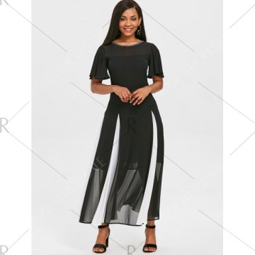 Hit Color See Thru Dress - Black
