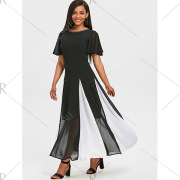 Hit Color See Thru Dress - Black