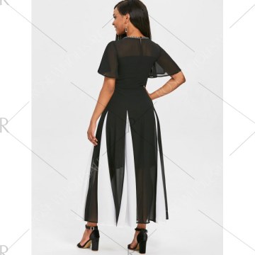 Hit Color See Thru Dress - Black