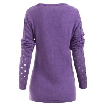 Holes Keyhole Cut Front weater - Purple