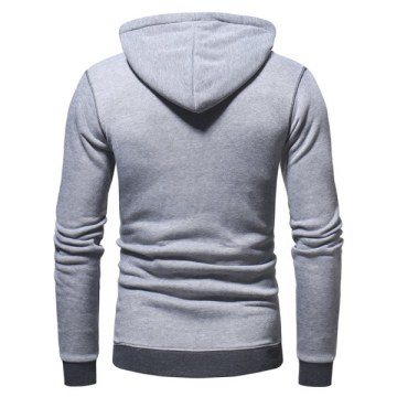 Hooded Color Spliced Zipper Hoodie - Gray Cloud