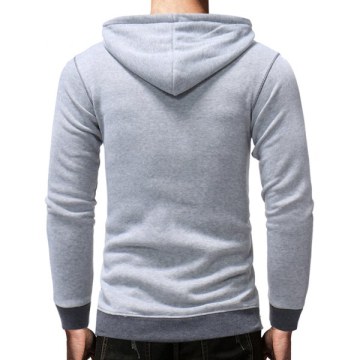 Hooded Color Spliced Zipper Hoodie - Gray Cloud