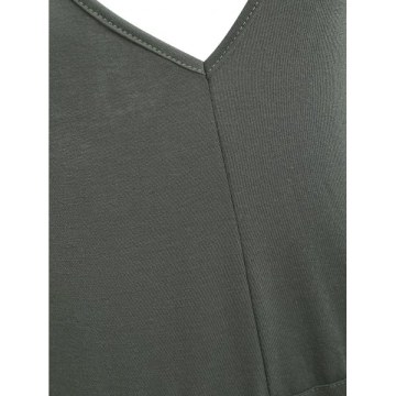 Hooded Low Cut Wide Leg Jumpsuit - Army Green