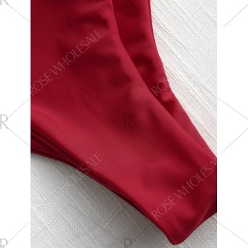 Knot Detail ow Waisted Bikini Set - Deep Red