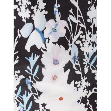 Knot Sleeve Floral Blouse - Black