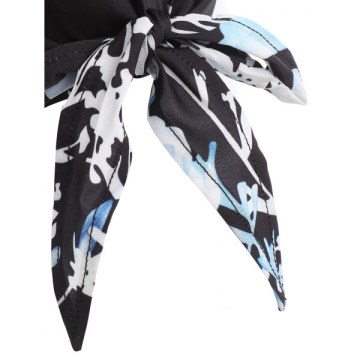 Knot Sleeve Floral Blouse - Black