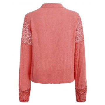 ace Crochet Front Tie Blouse - Watermelon Pink