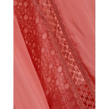 ace Crochet Front Tie Blouse - Watermelon Pink