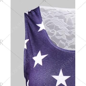 Lace Insert Back American Flag Tank Top -