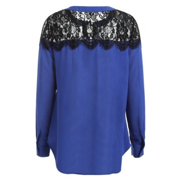 ace Insert ong Sleeve Buttoned Front Shirt - Blue