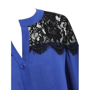 ace Insert ong Sleeve Buttoned Front Shirt - Blue