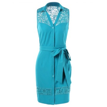 ace Insert Mini Shirt Dress - Peacock Blue