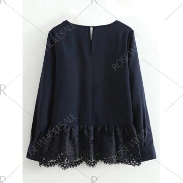 ace Insert One Button Blouse - Purplish Blue