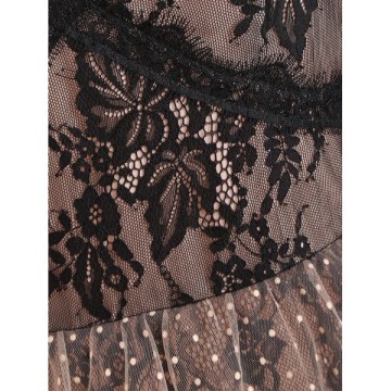 ace Mesh Insert A ine Midi Dress - Black