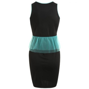 Lace Mesh Panel Mini Bodycon Dress - Black