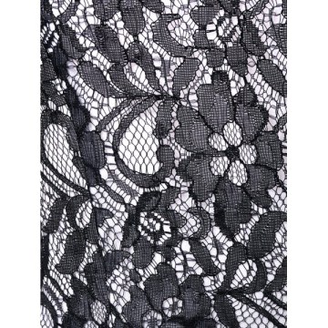 Lace Panel Backless Vintage Dress - Black